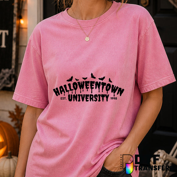 Halloweentown University Varsity Arch Black – Halloween DTF Transfer