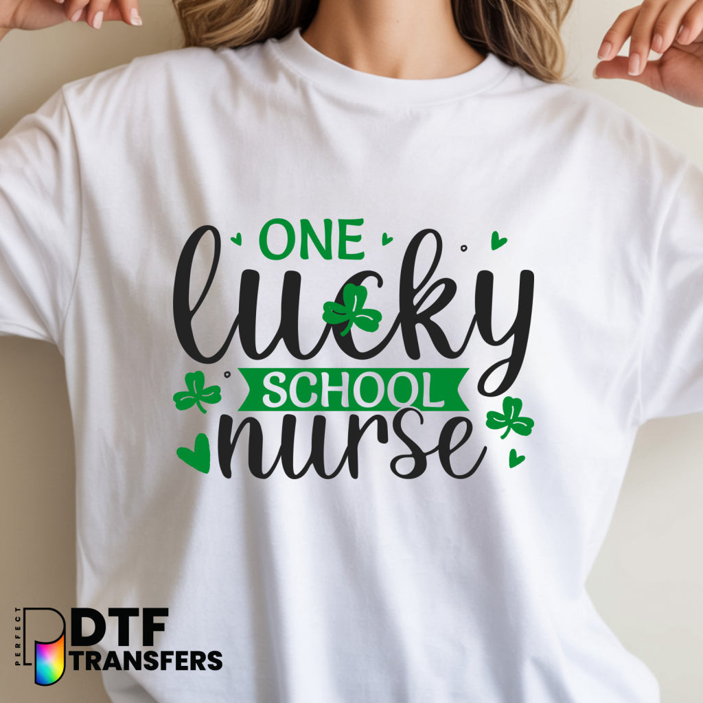 ONE LUCKY SCHOOL NURSE with Clover – School Nurse DTF Transfer