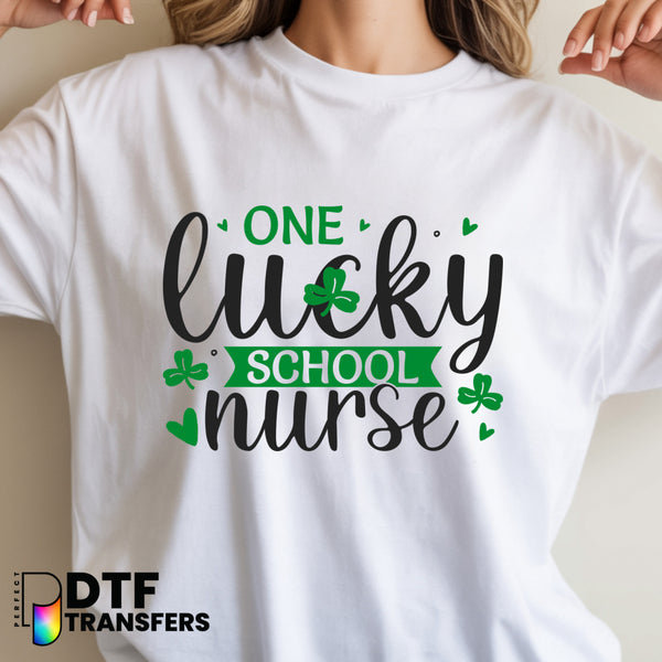 ONE LUCKY SCHOOL NURSE with Clover – School Nurse DTF Transfer