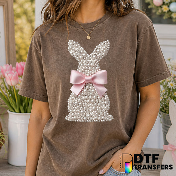 Faux Pearls Bunny – Easter DTF Transfer