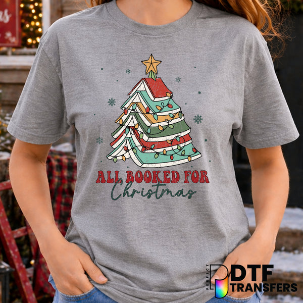 All Booked for Christmas – Christmas DTF Transfer