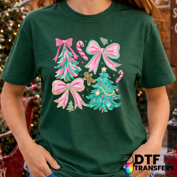 Floral Brushstroke Christmas Tree – Christmas DTF Transfer