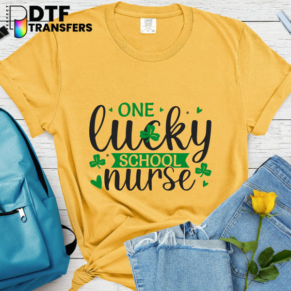 ONE LUCKY SCHOOL NURSE with Clover – School Nurse DTF Transfer