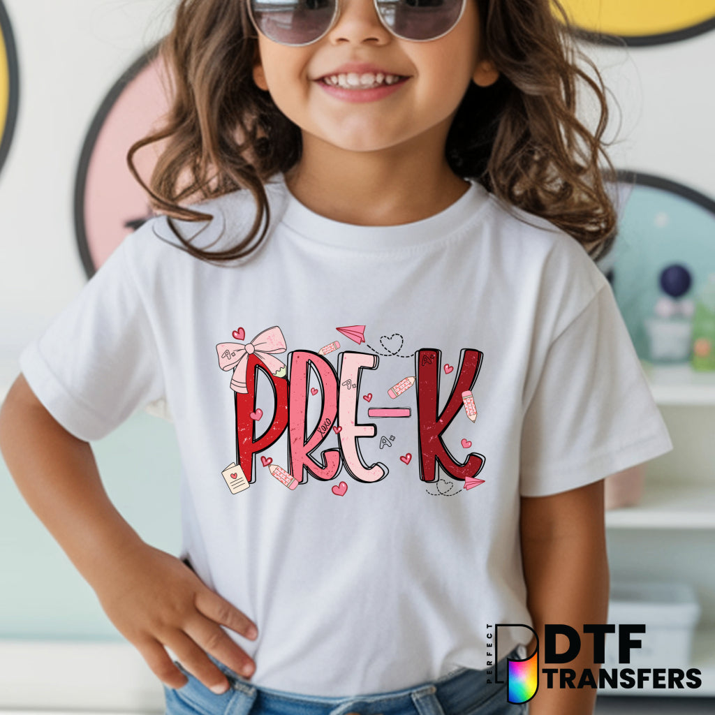 Pre-K Hearts & Bows – Teacher DTF Transfer