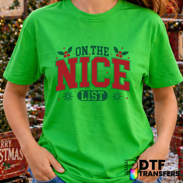 ON THE NICE LIST – Christmas DTF Transfer