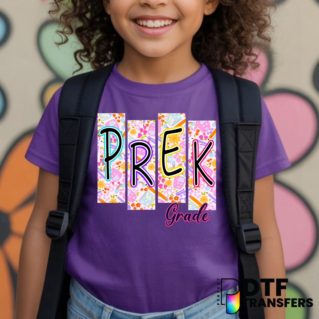 Pretty Pre-K Pre K Floral Script – Teacher DTF Transfer