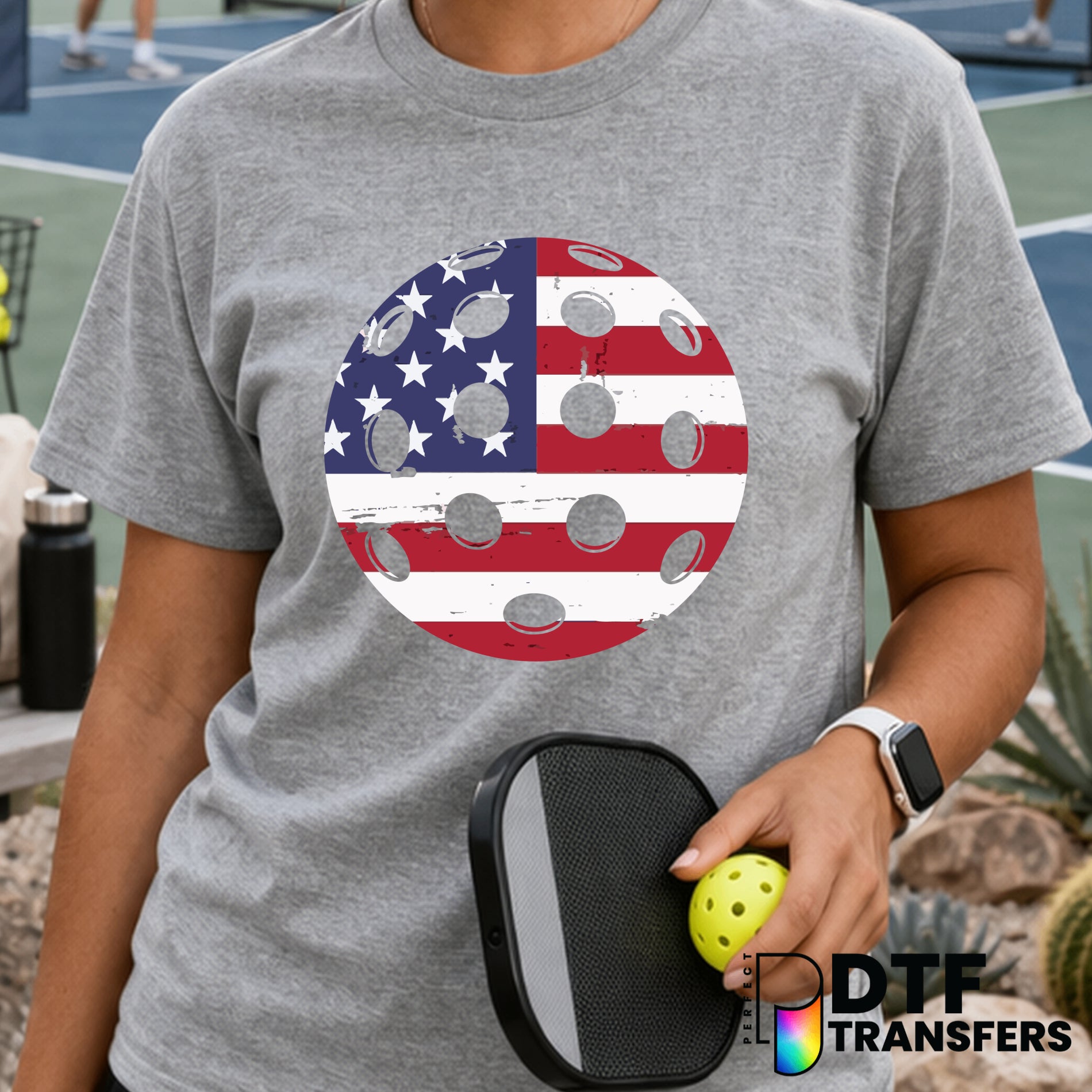 American Flag Pickleball – DTF Transfer