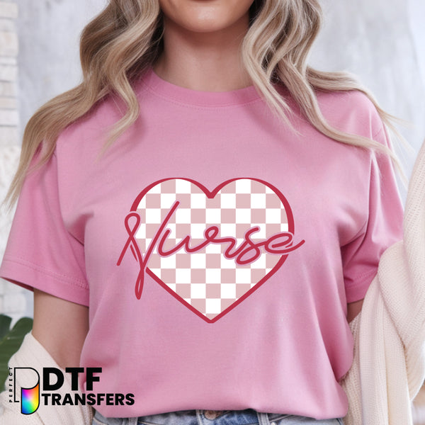School Nurse Checkered Heart – School Nurse DTF Transfer