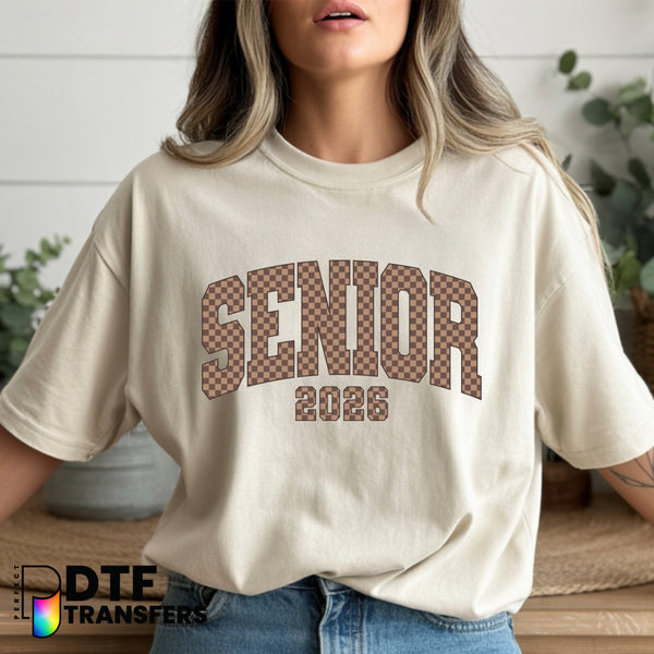 BROWN CHECKERED SENIOR 2026 – Teacher DTF Transfer