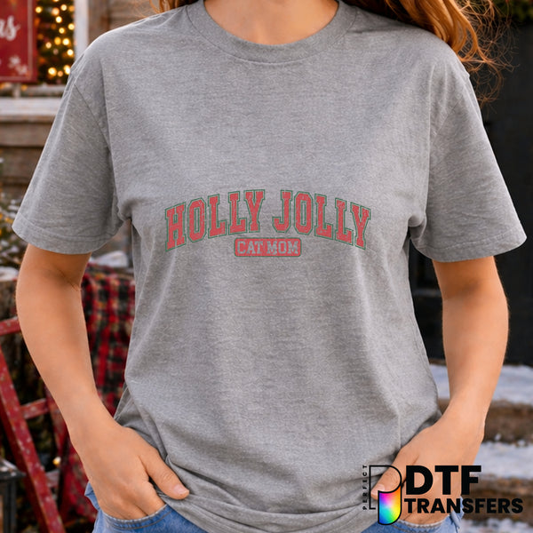 Holly Jolly Cat Mom – Christmas DTF Transfer
