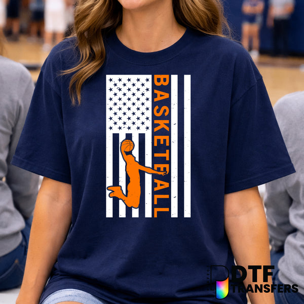 American Flag Basketball Dunk – Basketball DTF Transfer