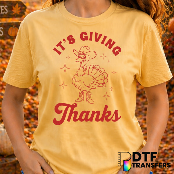 It's Giving Thanks Cowboy Turkey – Thanksgiving DTF Transfer