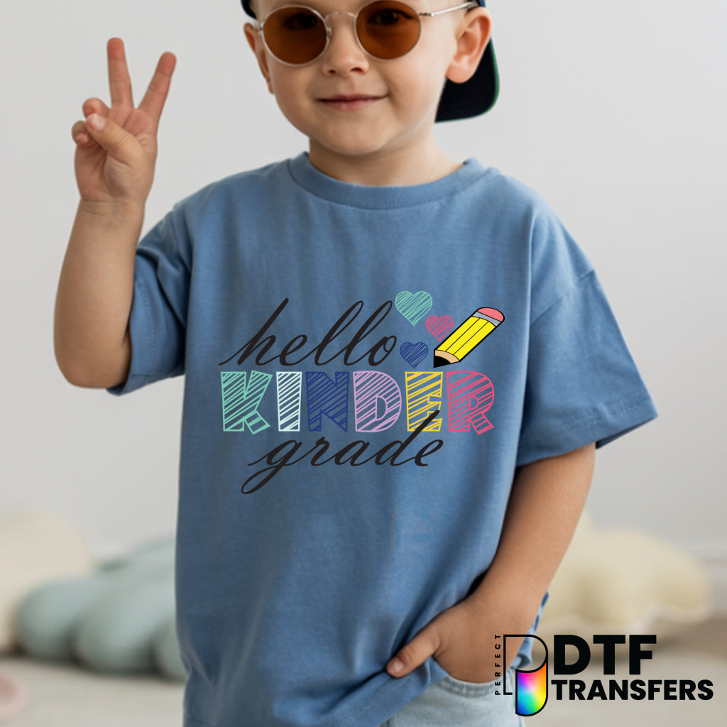 Hello Kinder Scribble Welcome Back to School – Teacher DTF Transfer