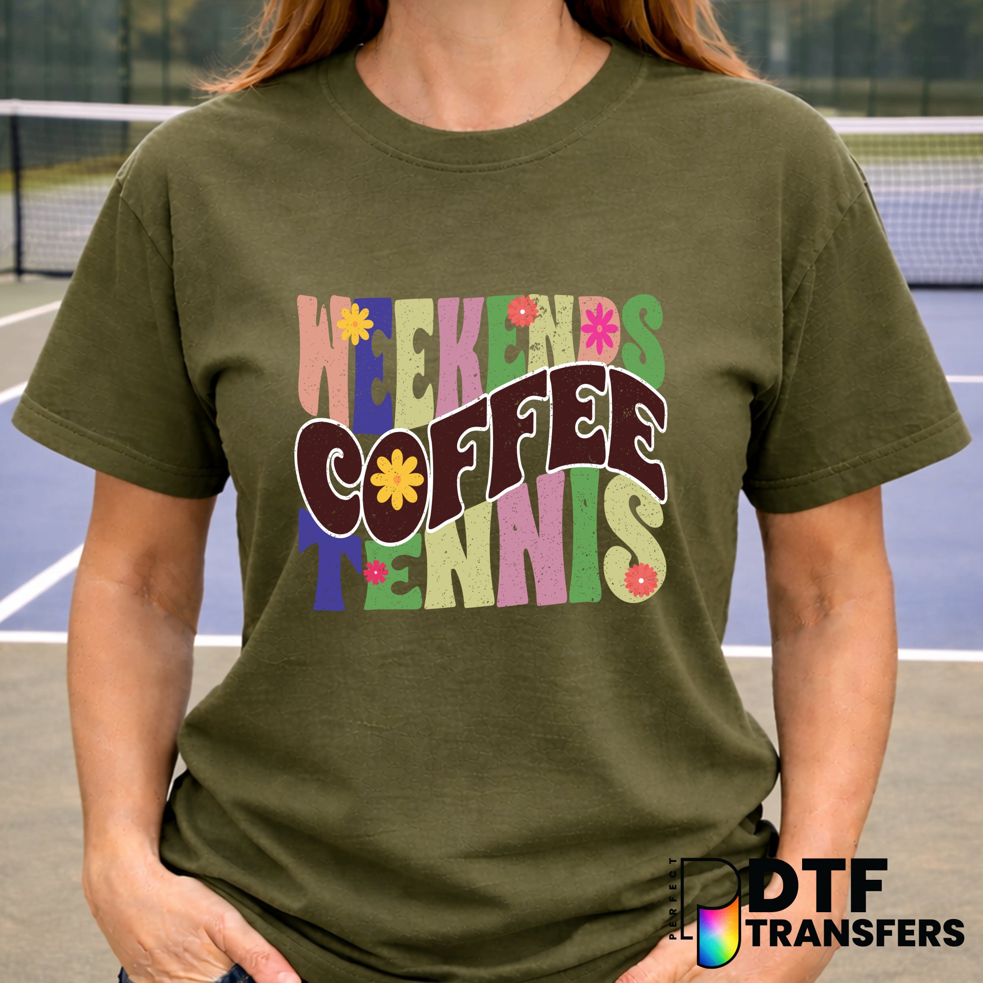 Weekends Coffee Tennis – Tennis DTF Transfer
