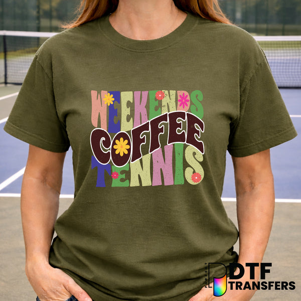 Weekends Coffee Tennis – Tennis DTF Transfer