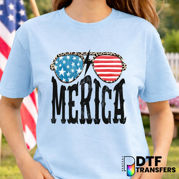 Merica Retro Leopard Sunglasses – Fourth of July DTF Transfer