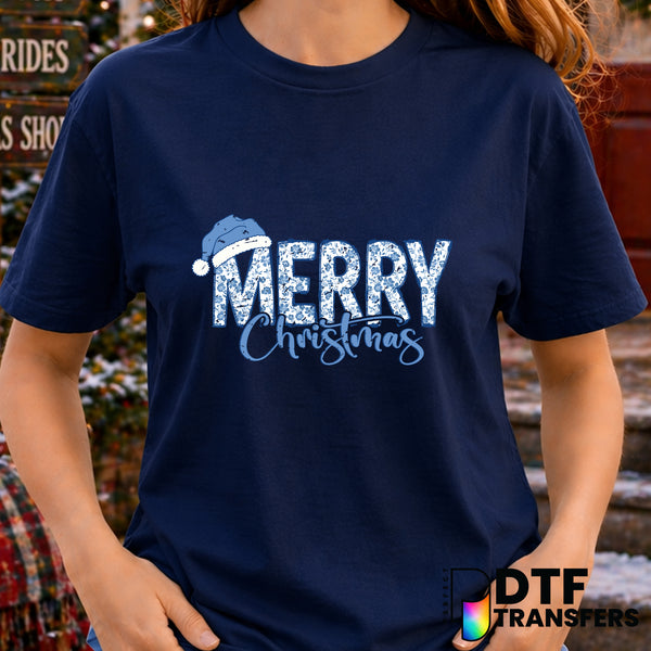 Merry Christmas Script Chinoiserie – Christmas DTF Transfer