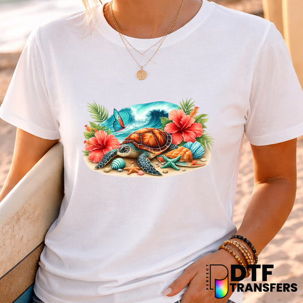 Turtle Surfing Wave – Surfing DTF Transfer