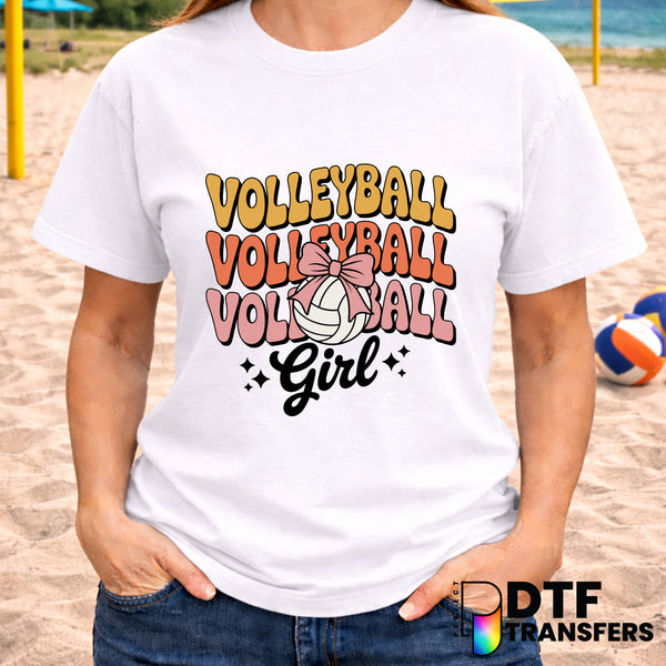 Volleyball Wavy Groovy Girl Coquette Bow – Volleyball DTF Transfer