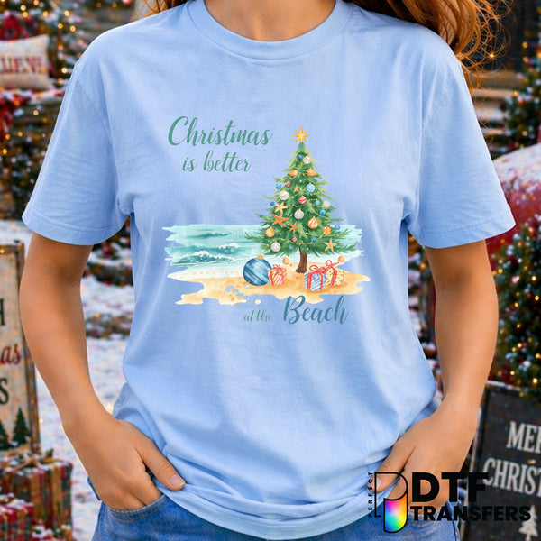 Christmas is Better at The Beach Vacation Tropical – Christmas DTF Transfer