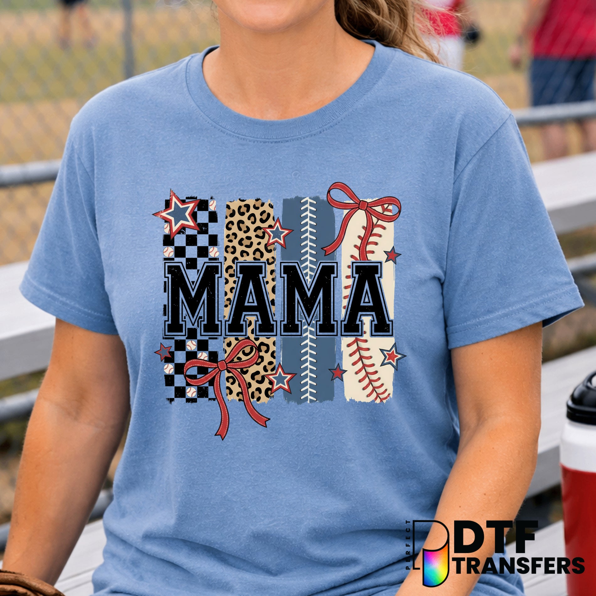 Baseball Mama Brushstroke Coquette Bow – Baseball DTF Transfer
