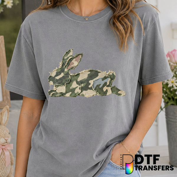 Camo Faux Patchwork Bunny – Easter DTF Transfer