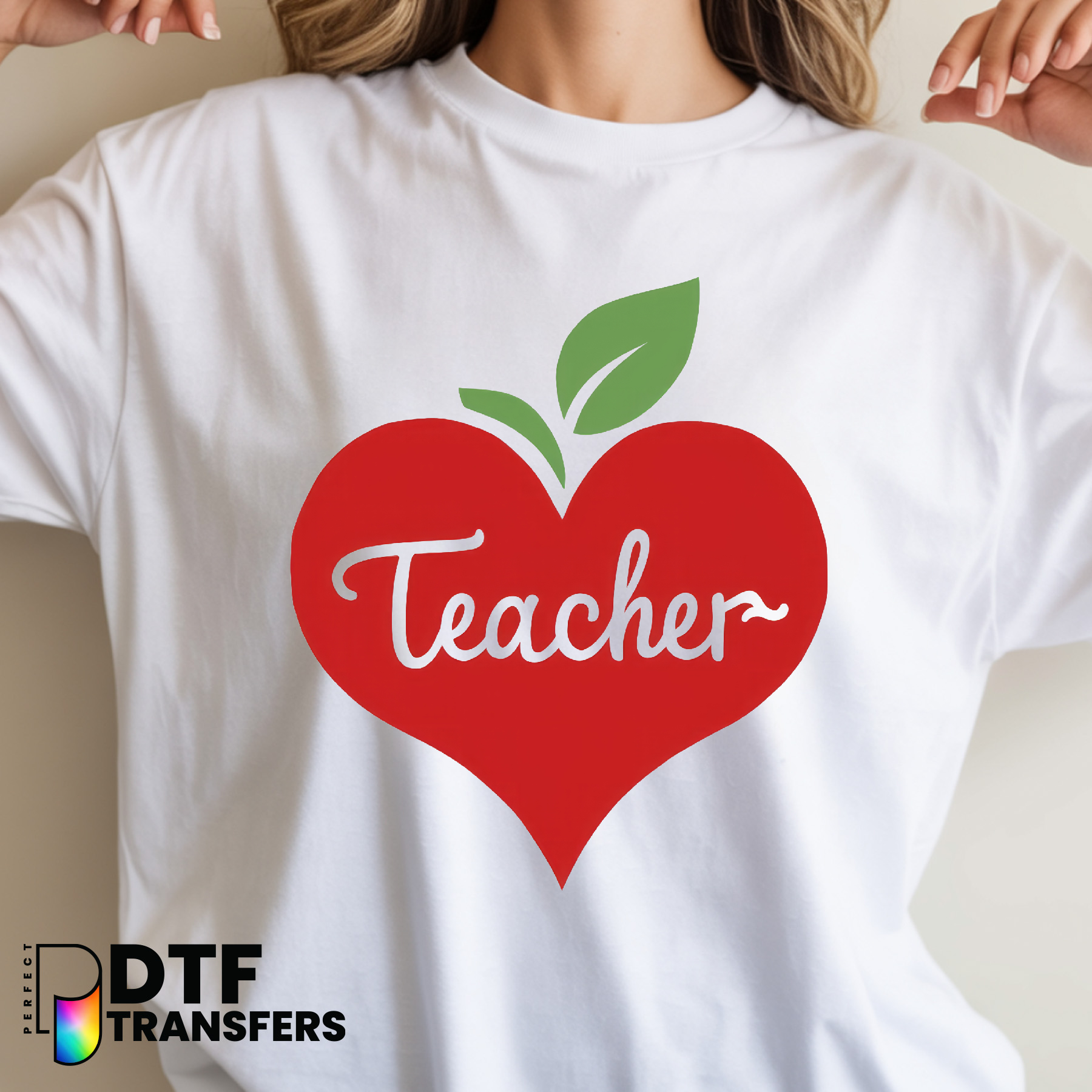 Teacher Heart Apple – Teacher DTF Transfer