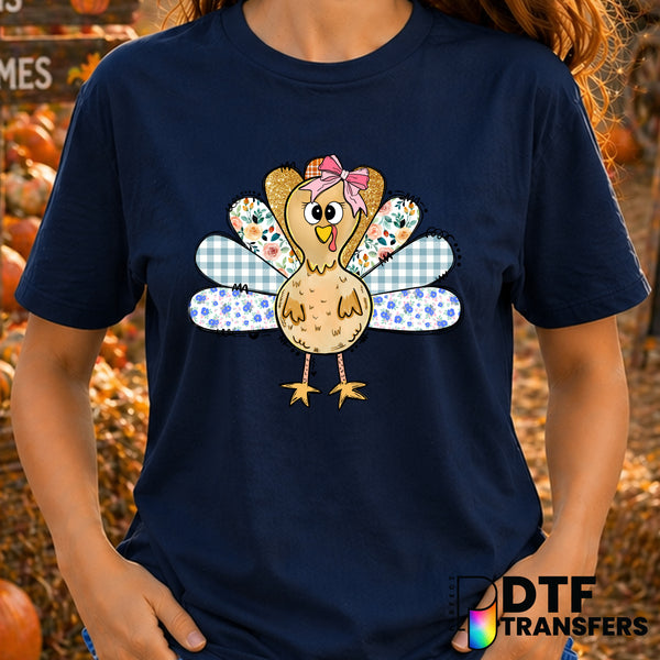 Cute Glitter Turkey Coquette – Thanksgiving DTF Transfer