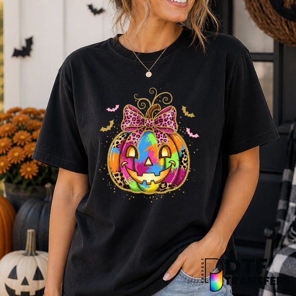Leopard Print Coquette Pumpkin – Halloween DTF Transfer