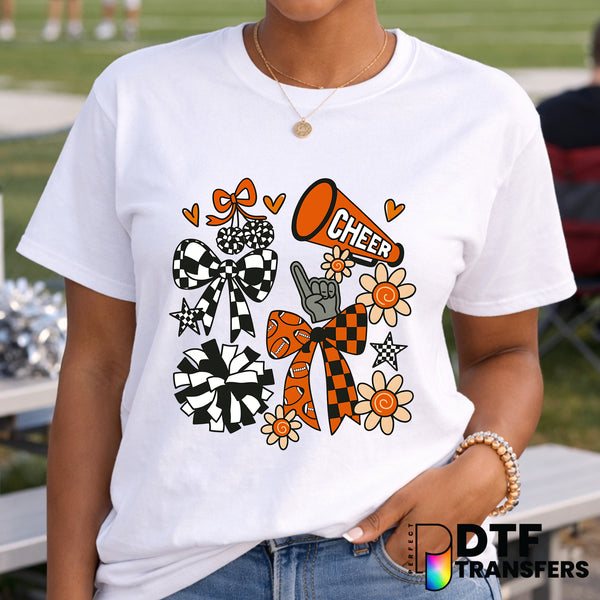 Cheer Retro Checkered Football Cheerleading – Football DTF Transfer
