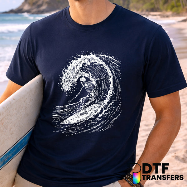 Grunge Skeleton Surfer – Surfing DTF Transfer