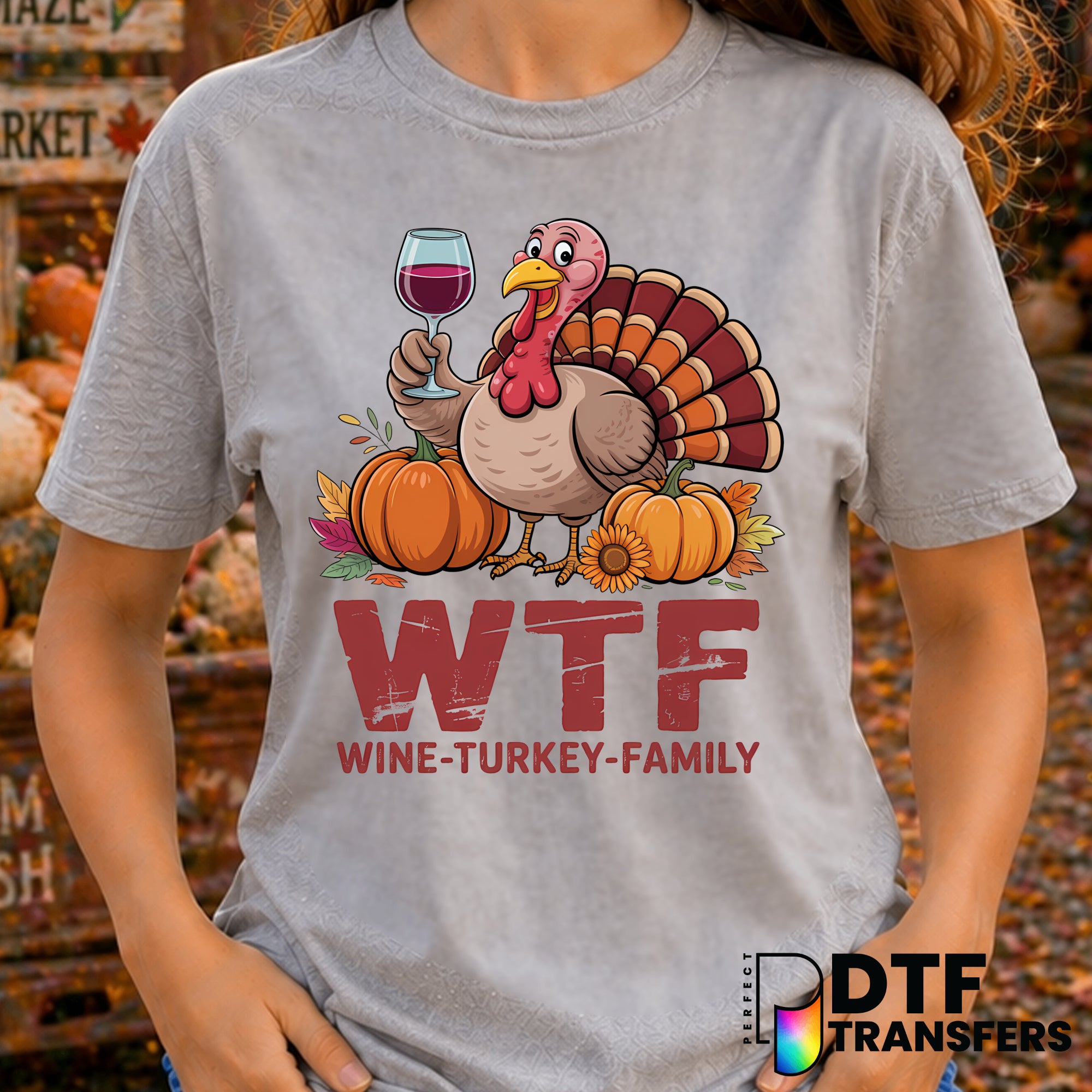 WTF Wine Turkey Family – Thanksgiving DTF Transfer