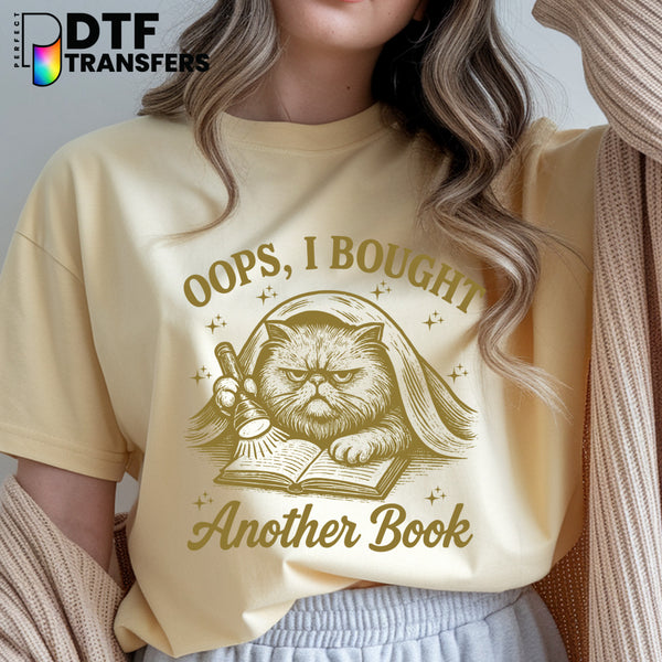 Oops I Bought Another Book Funny Cat – Teacher DTF Transfer