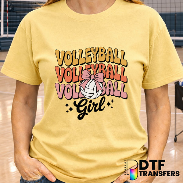 Volleyball Wavy Groovy Girl Coquette Bow – Volleyball DTF Transfer