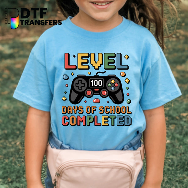 LEVEL 100 DAYS OF SCHOOL COMPLETED Gaming Controller – Teacher DTF Transfer