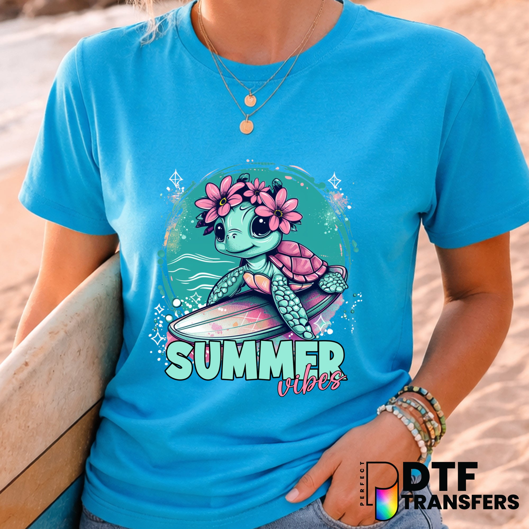 Summer Vibes – Surfing DTF Transfer
