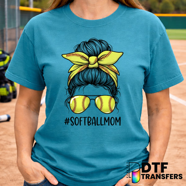 Softball Mom Messy Bun – Softball DTF Transfer
