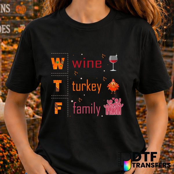 WINE TURKEY FAMILY – Thanksgiving DTF Transfer