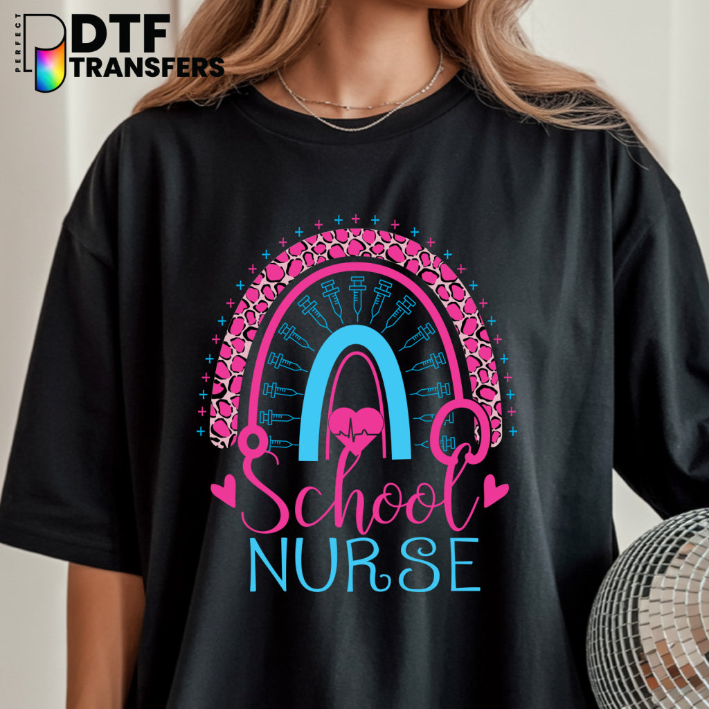Leopard Rainbow School Nurse – School Nurse DTF Transfer