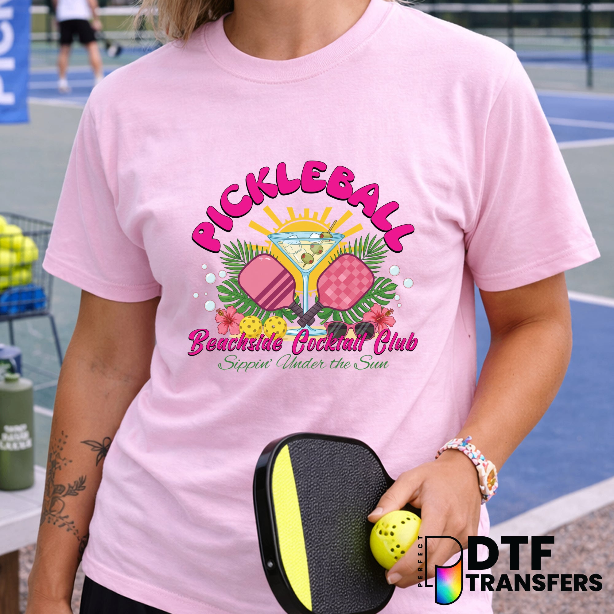 Pickleball Beachside Cocktail Club Tropical Summer Vibes – Pickleball DTF Transfer