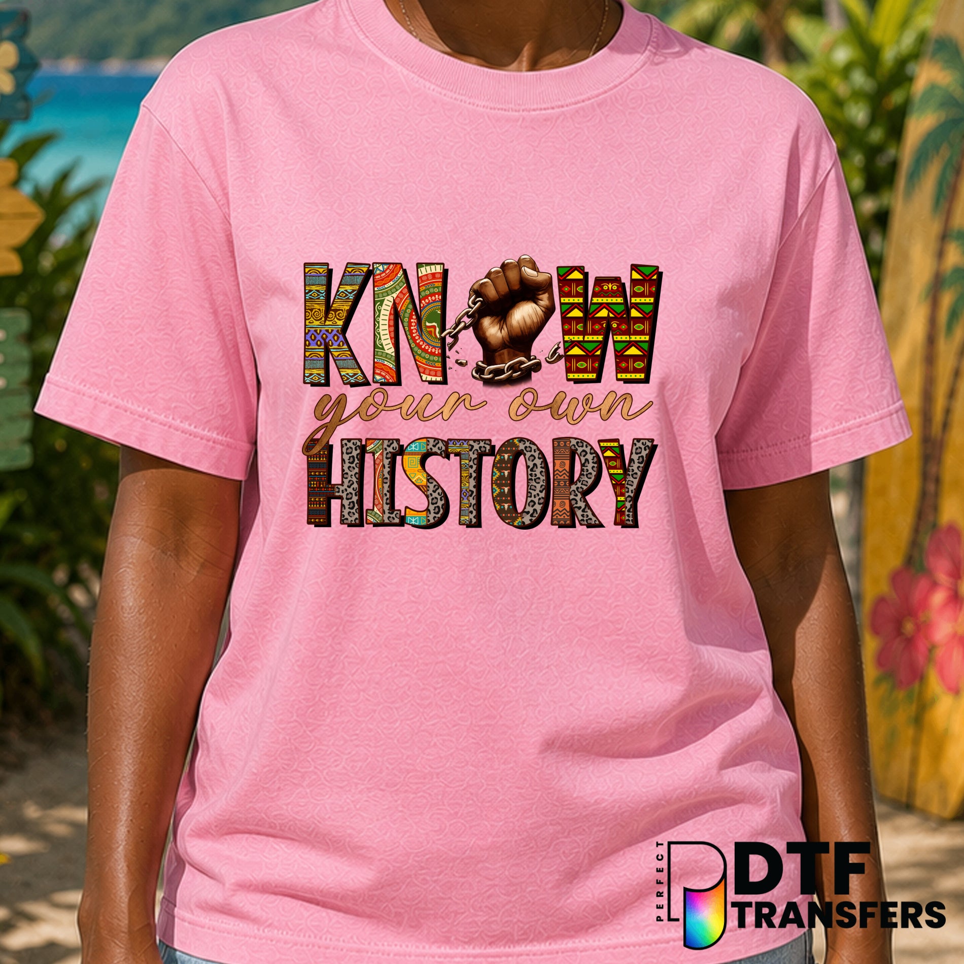 Know Your Own History Breaking Chains – Black History Month DTF Transfer