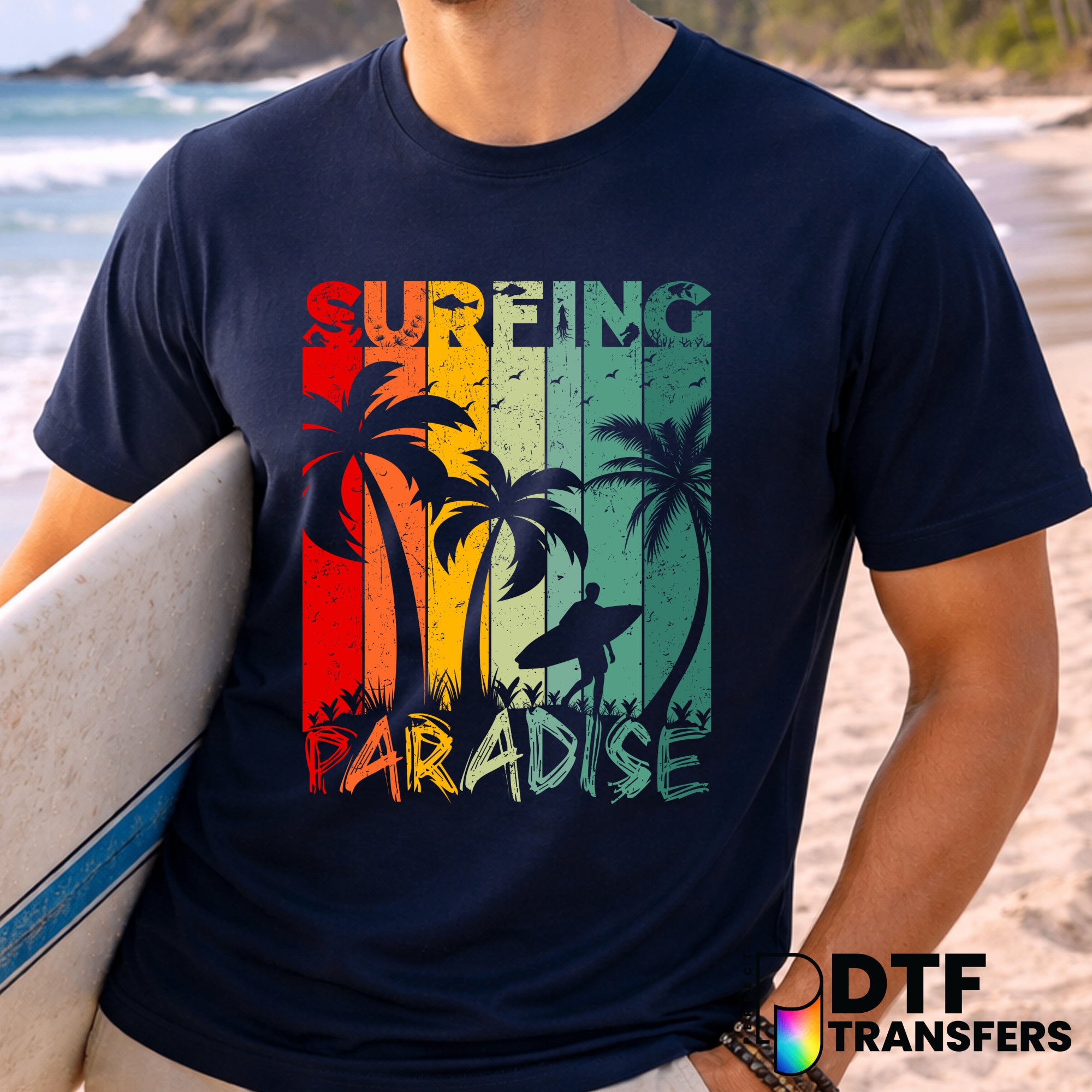 Surfing Paradise Retro Van – Surfing DTF Transfer