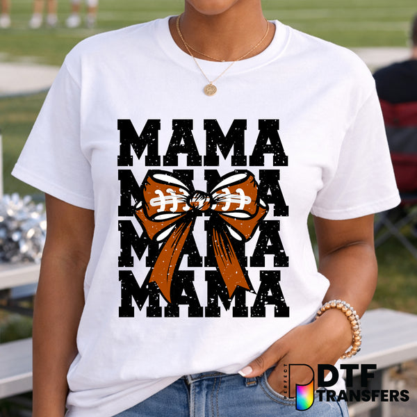 Mama Stacked Football Bow – Football DTF Transfer