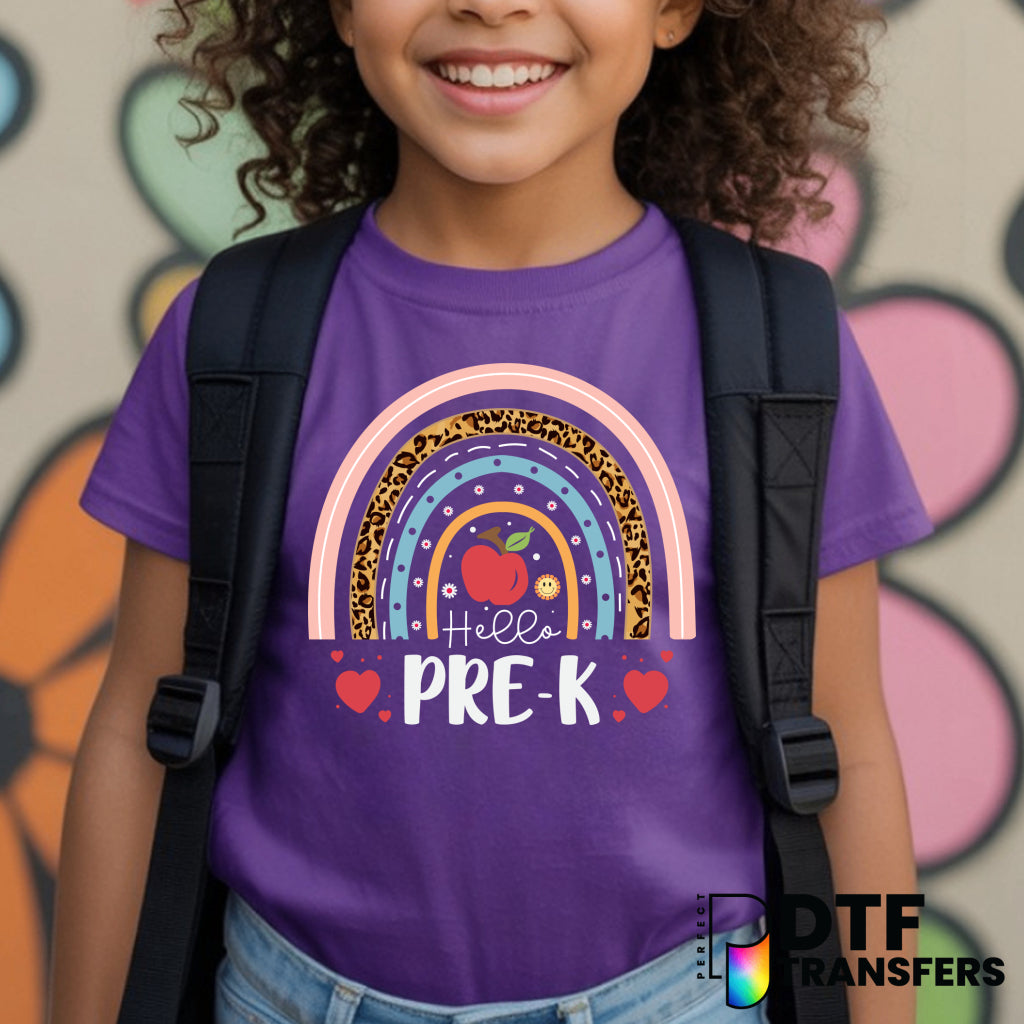 Hello Pre-K Leopard Rainbow – Teacher DTF Transfer