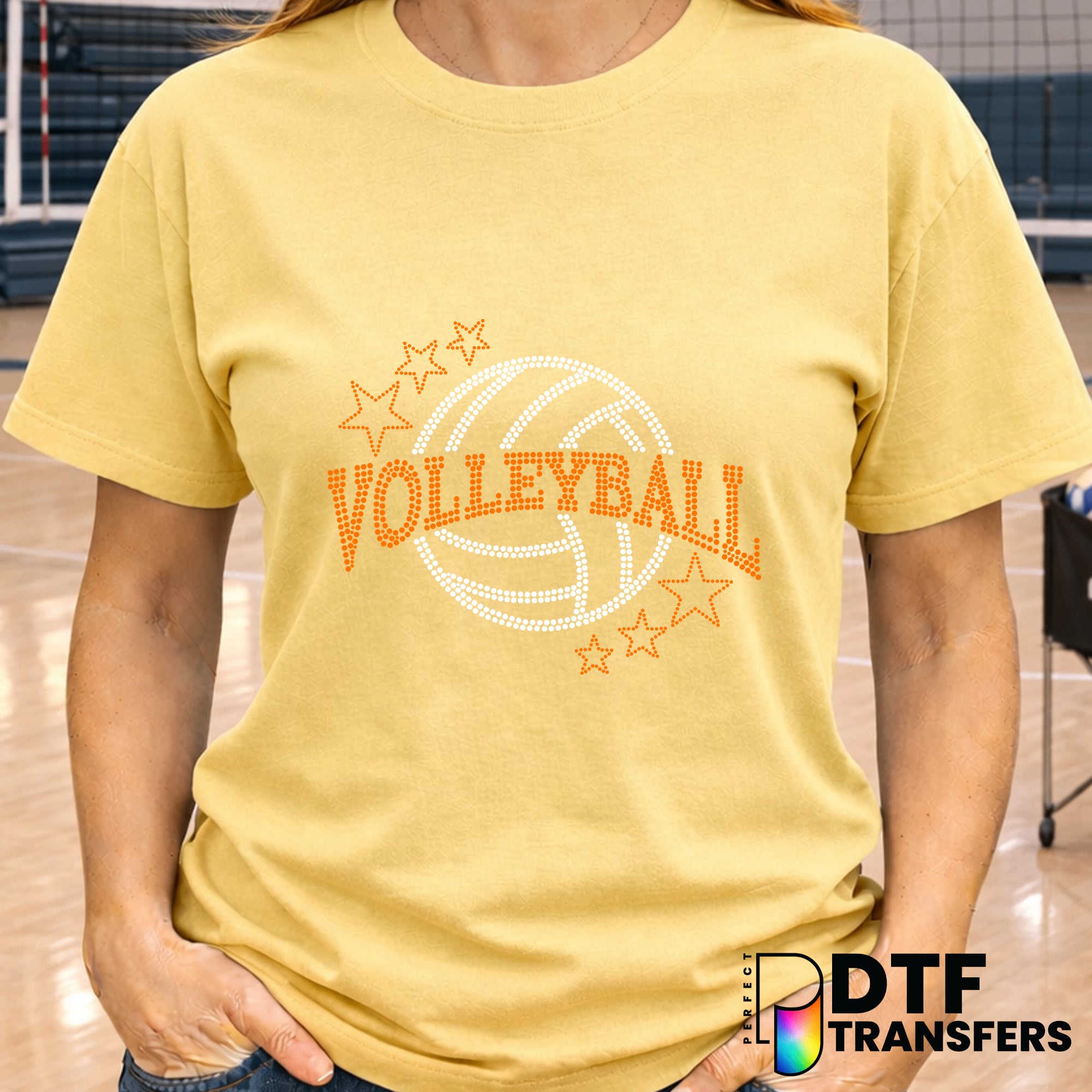 Volleyball Faux Rhinestone Stars – DTF Transfer