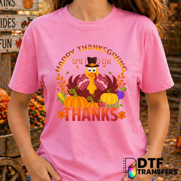 Happy Thanksgiving Time to Give Thanks – Thanksgiving DTF Transfer