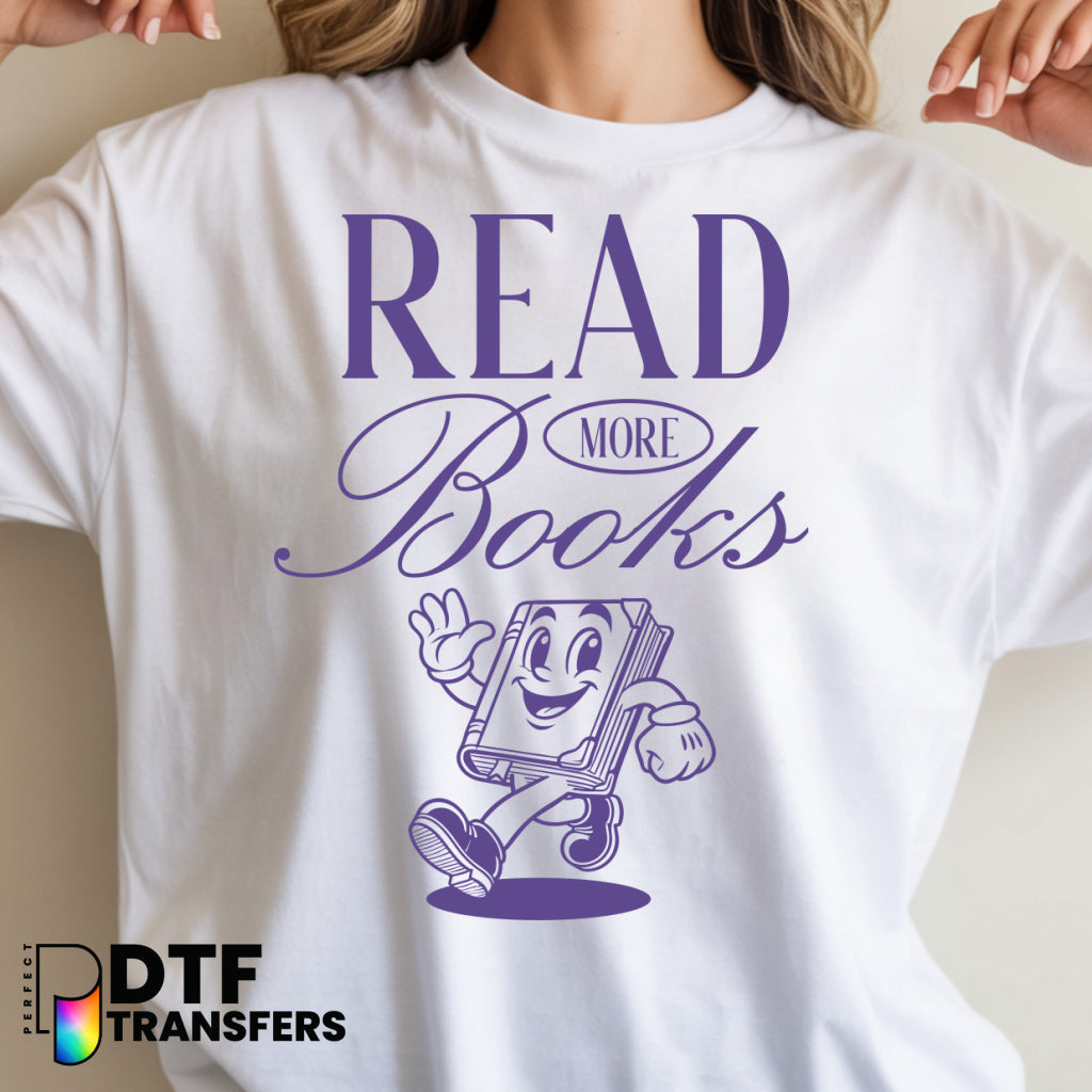 READ MORE BOOKS Reading Character with Open Book – Teacher DTF Transfer