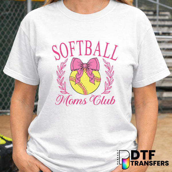 SOFTBALL MOMS CLUB Laurel Bow – Softball DTF Transfer