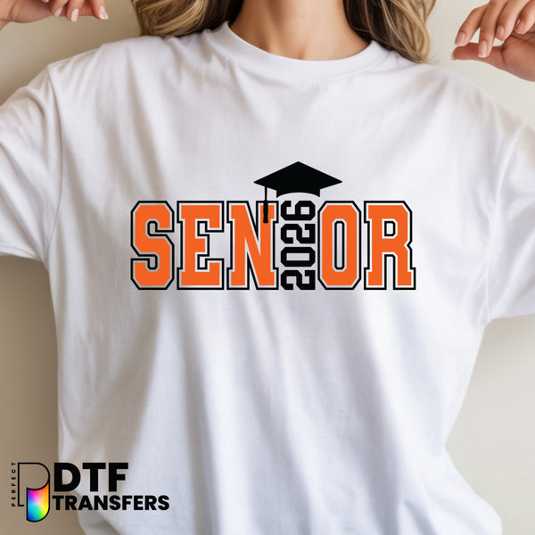 SENIOR 2026 Orange Graduation Cap – Teacher DTF Transfer