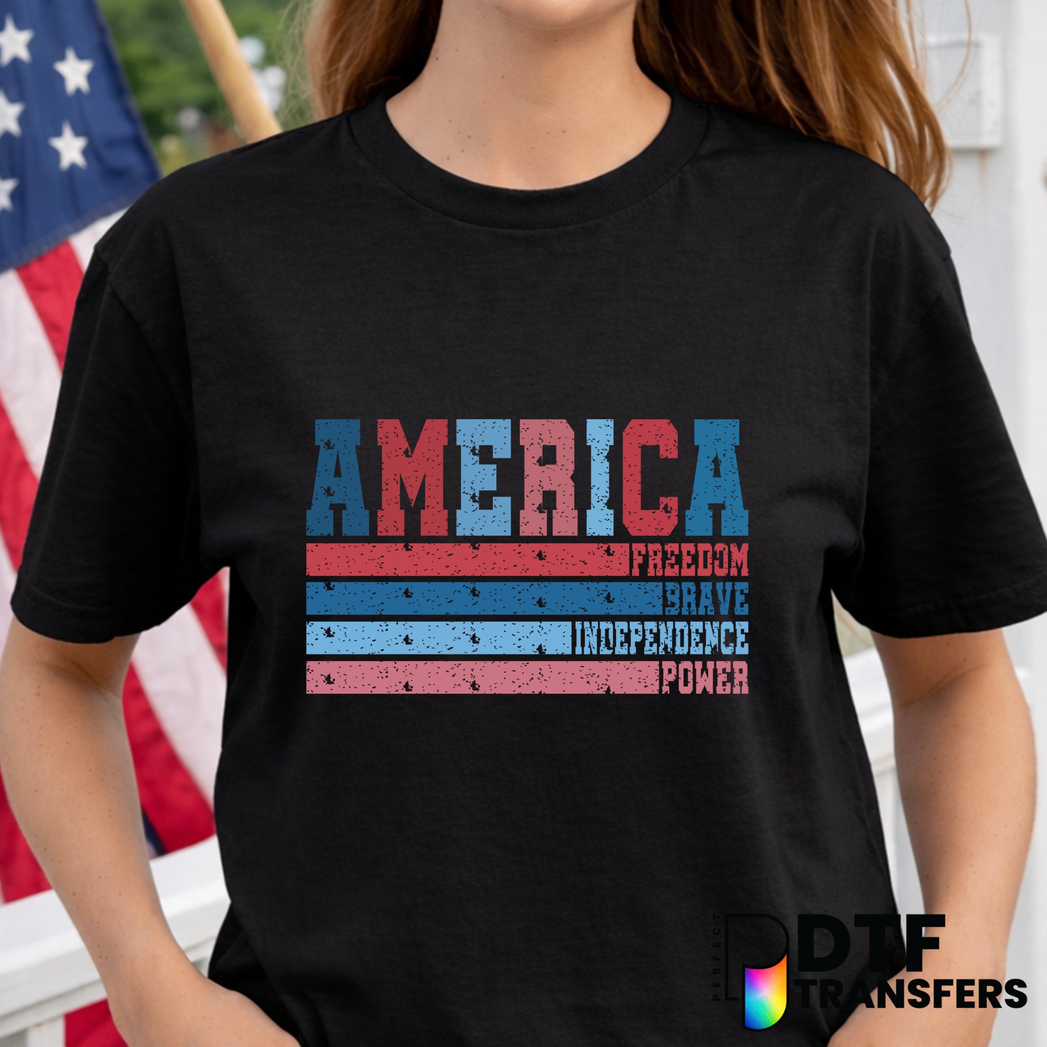 America Freedom Brave Independence Power – Fourth of July DTF Transfer